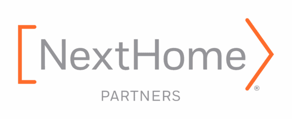 NextHome Partners logo with “NextHome” in gray text, orange brackets on the left and an orange arrow on the right, and the word “PARTNERS” in smaller gray text below.