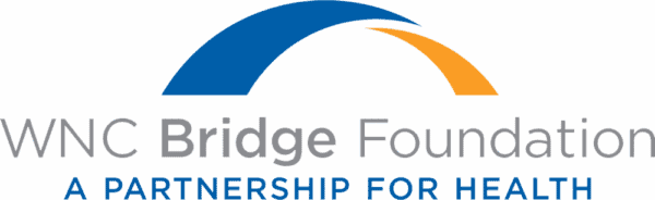 WNC Bridge Foundation logo with a blue and orange arch above the name. Tagline below reads: A Partnership for Health in blue capital letters.